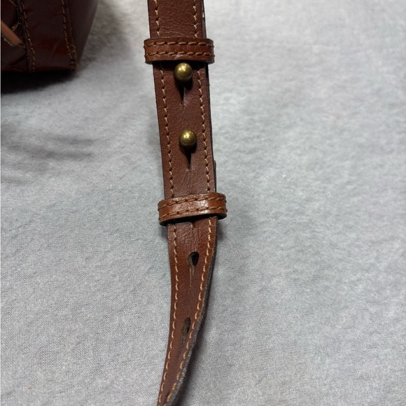 Noonday‎ Collection Monterey Leather Basket Weave Purse Satchel Hobo Bag Brown - Picture 5 of 13